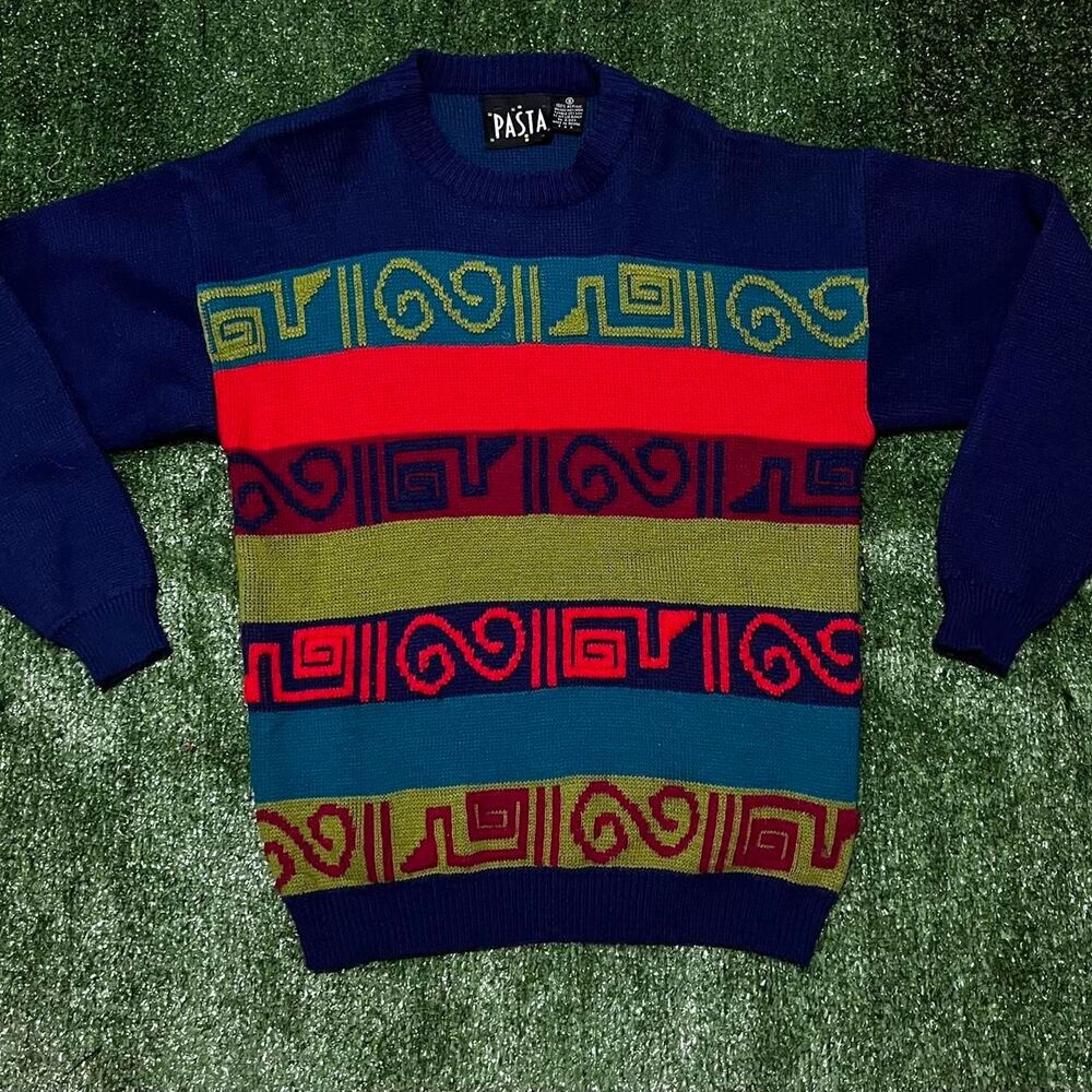 80s vintage geometric pattern knitted sweater